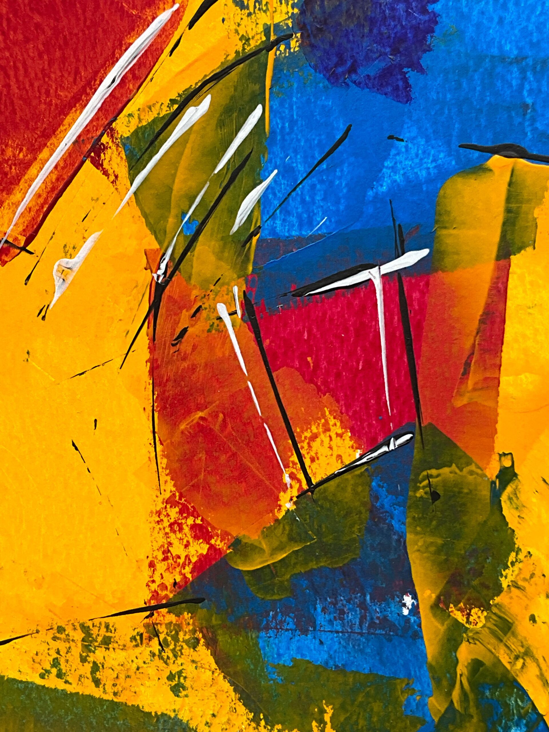Dynamic abstract painting featuring vibrant colors and striking textures for artistic inspiration.